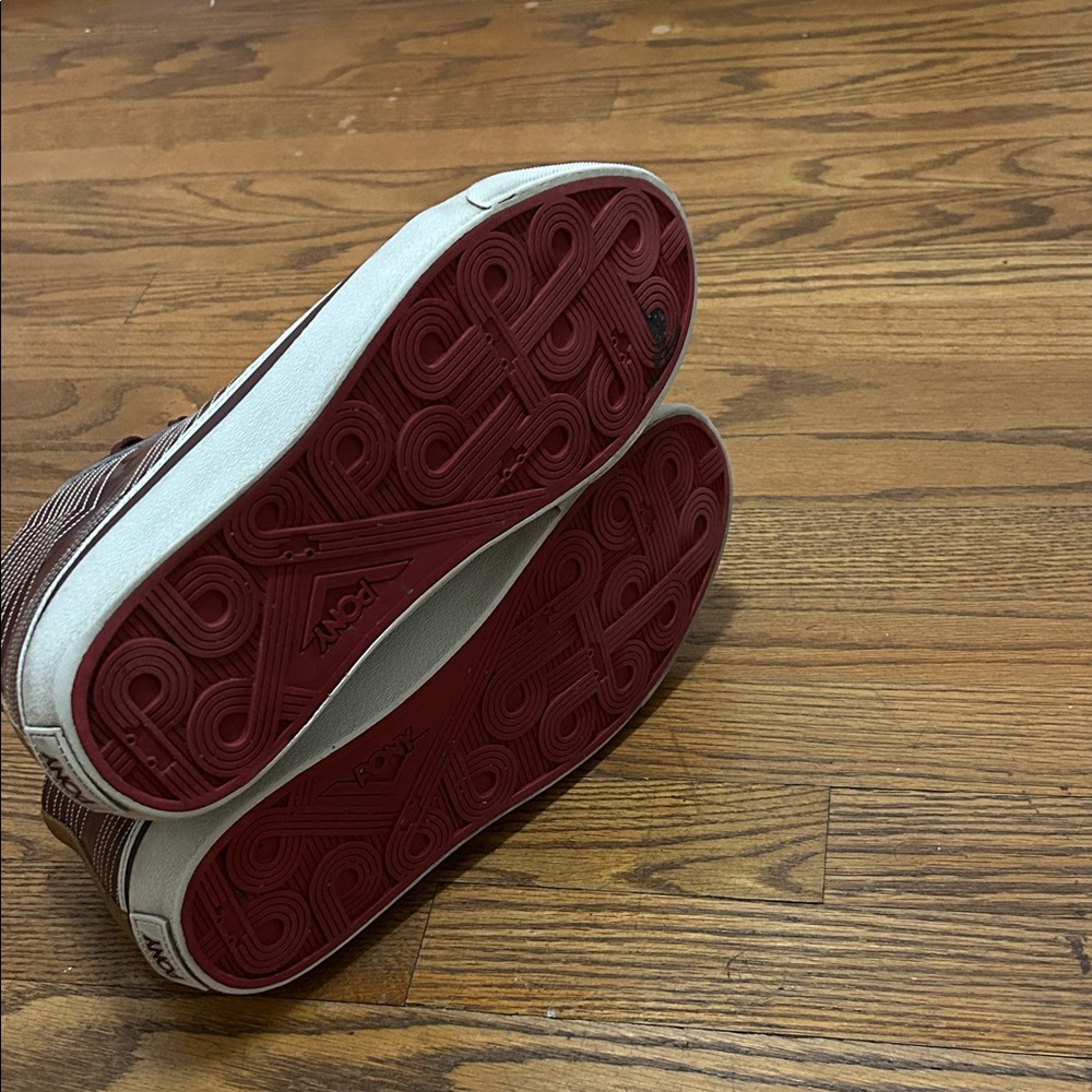 Pony Sneakers Men's 10.5 Burgundy Feed the Cat Mid High-Top Retro - Picture 4 of 12